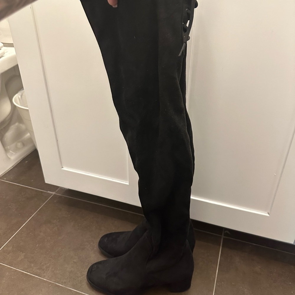 Dream Pairs Black Zipper Lace Up Thigh High Boots